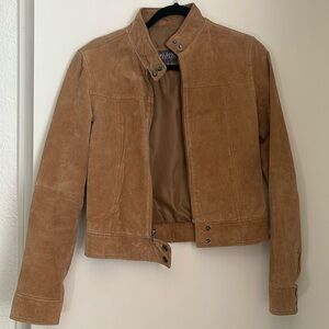 Vintage suede leather moto jacket
